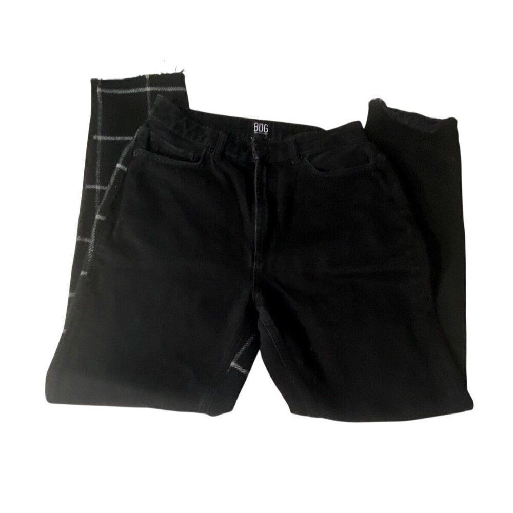 BDG Urban Outfitters Womens Mom High-Rise Jeans Waist 27 Black/Checkered Pattern